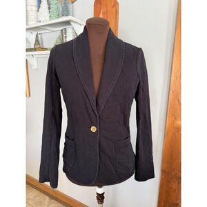 Lilly Pulitzer Womens Black Knit Blazer Jacket Gold Button Shawl Collar Size M